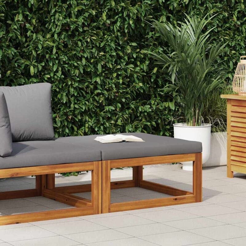 Prolenta Premium - Furniture Limited - Repose-pied avec coussin gris foncé Bois