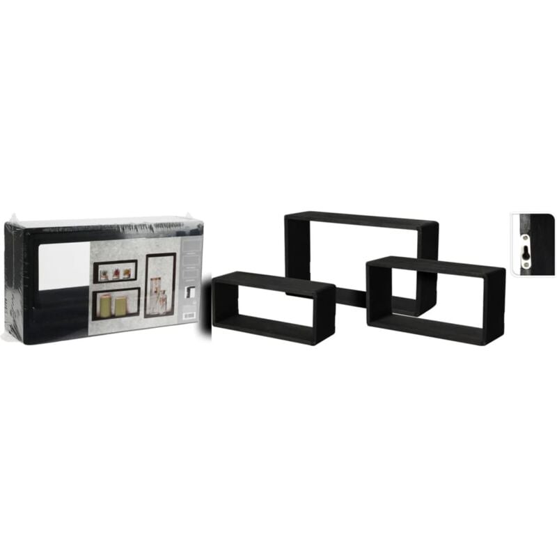 Prolenta Premium - Furniture Limited - Ensemble d'étagères en bois 3 pcs noir