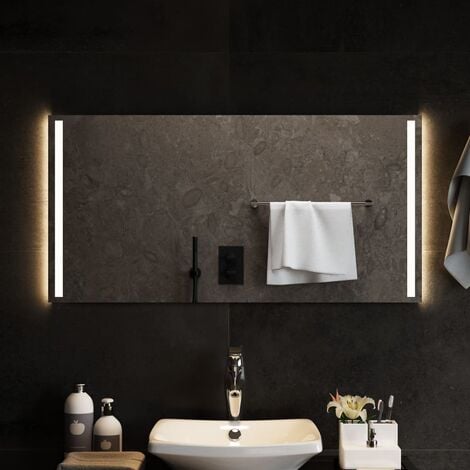 Armario espejo baño luz LED acrílico gris hormigón 100x12x45 cm