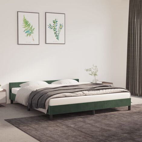 Maison du'Monde - Estructura cama con cabecero terciopelo verde