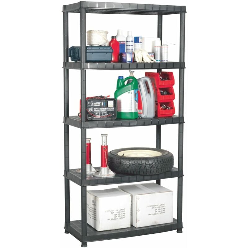 Prolenta Premium - inlife Étagère de rangement à 5 niveaux Noir 91,5x45,7x185cm Plastique