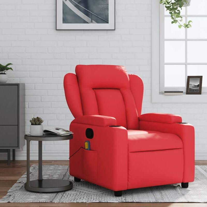 Furniture Limited - Fauteuil de massage inclinable rouge