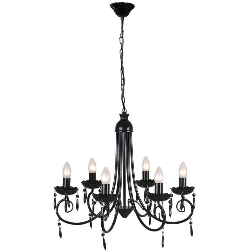 Furniture Limited - Lustre suspendu Noir 6 douilles d'ampoule