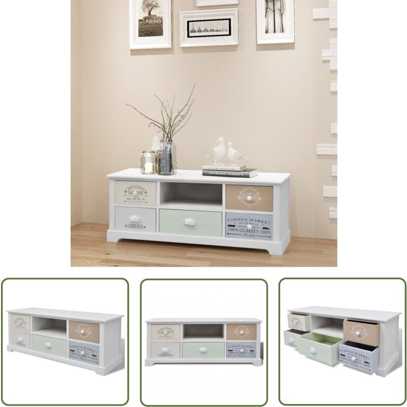 The Living Store Meuble tv en style français Bois - Meuble Tv - Meuble Tv En Bois - Meuble Tv Vintage - Meuble Tv Design - Meubles Tv