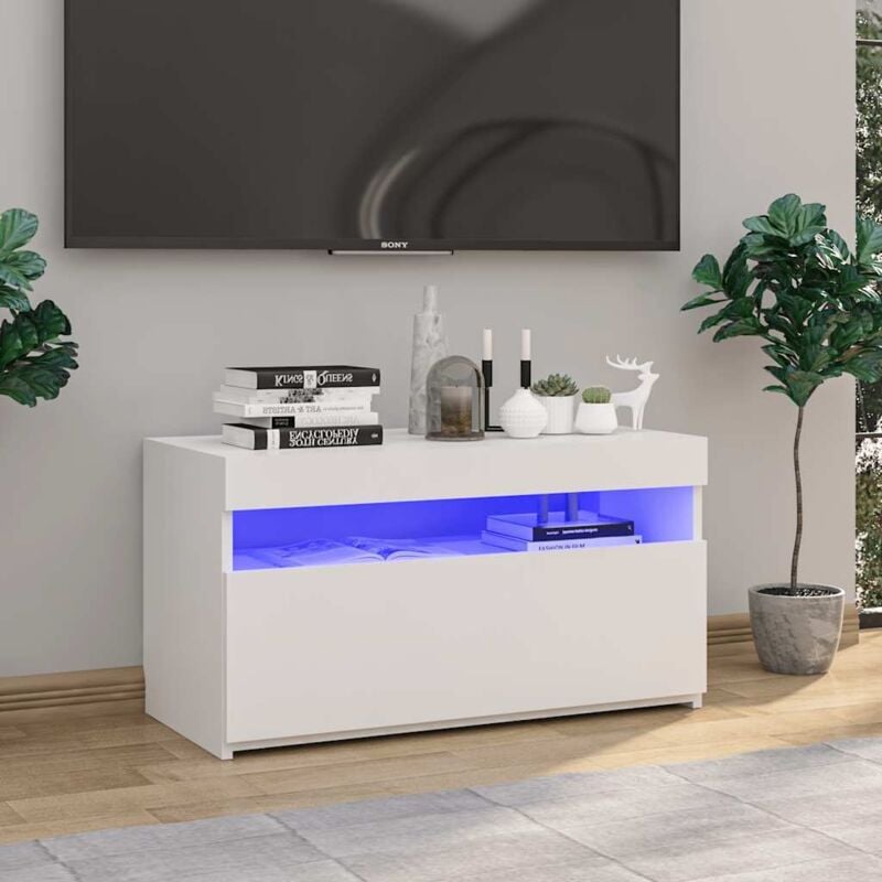 Prolenta Premium - Furniture Limited - Meuble tv avec lumières led Blanc brillant