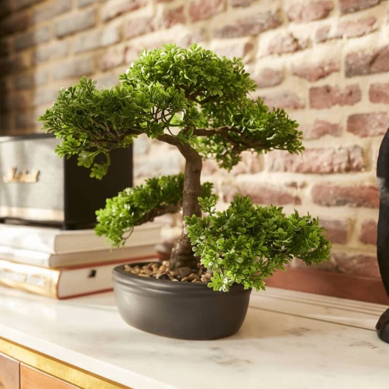 Maison du'Monde - Mini bonsaï Ficus artificiel Vert 32 cm 420002