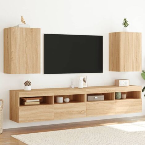 PROLENTA PREMIUM Furniture Limited - Muebles de TV de pared 2 uds madera roble