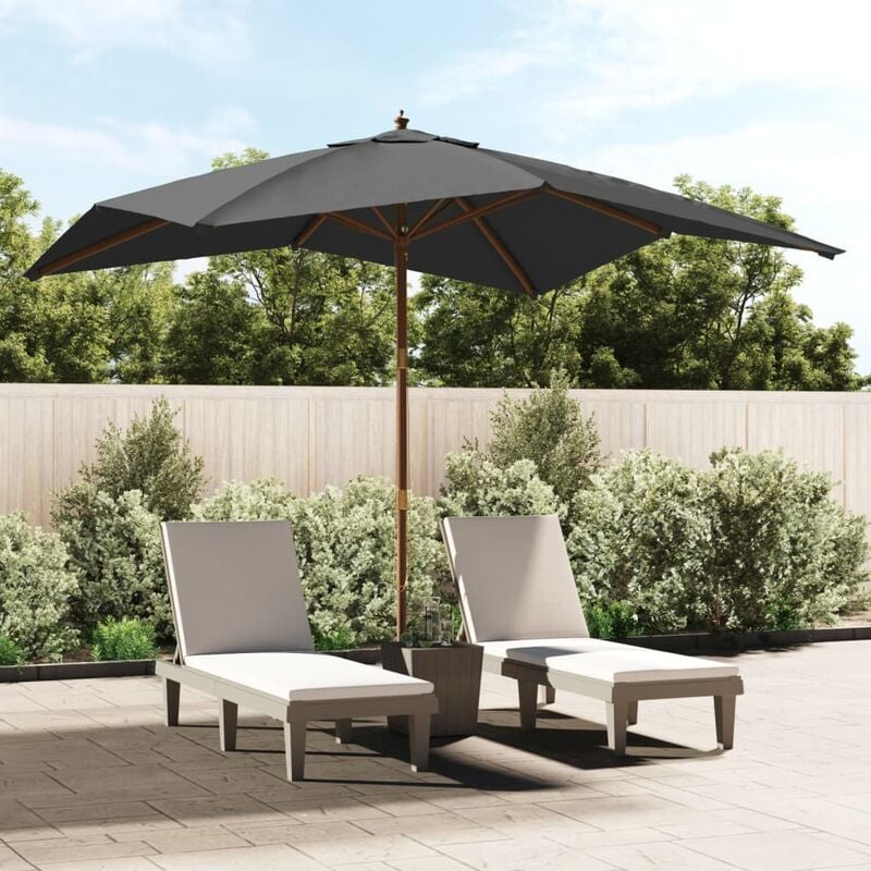 Furniture Limited - Parasol de jardin avec mât en bois anthracite
