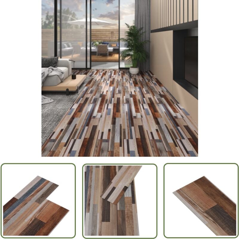 The Living Store Planches de plancher pvc Non auto-adhésif 5,26m² 2mmMulticolore - Carrelage Pvc - Parquet Pvc - Revêtement De Sol Pvc - Plancher Pvc