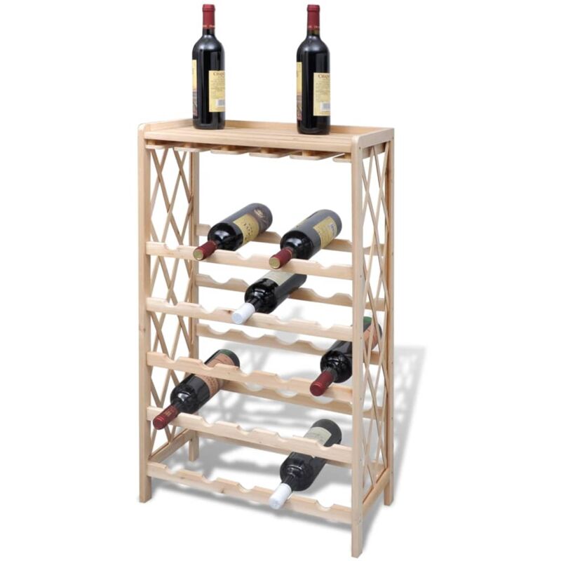 Image of Maison du'Monde - Portabottiglie per 25 Bottiglie di Vino Legno - Bruin