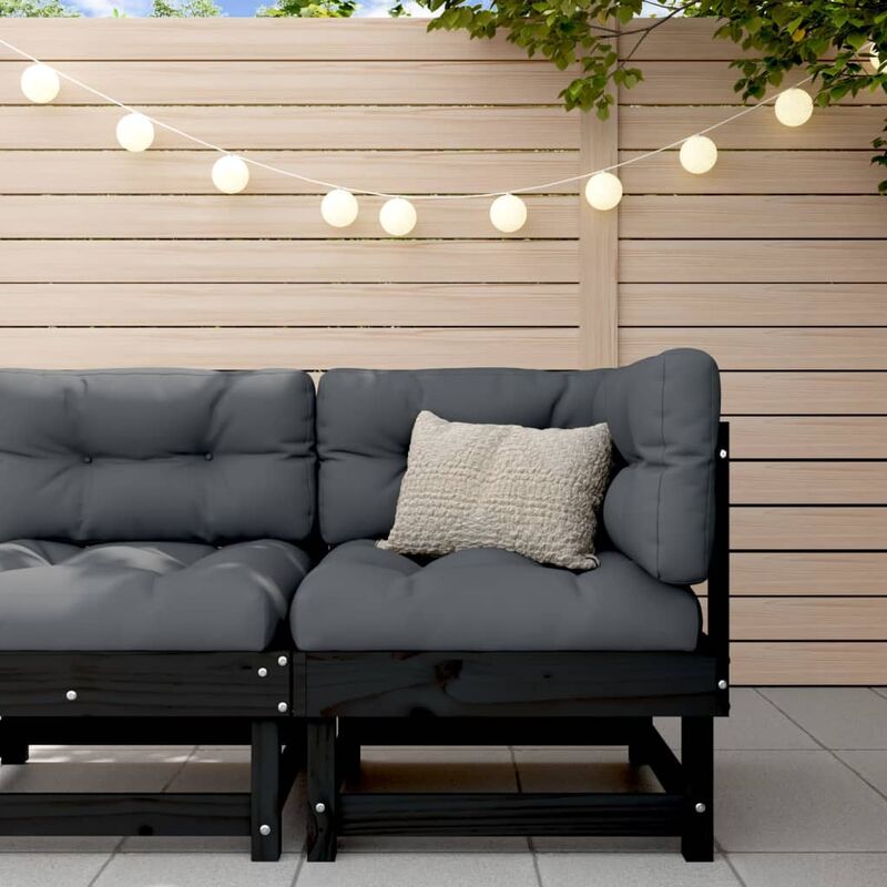 Furniture Limited - Canapé d'angle de jardin noir bois de pin