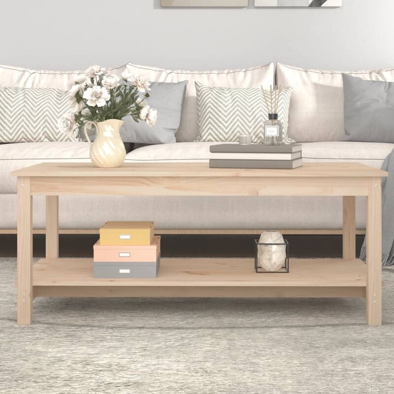 Furniture Limited - Table basse 110x55x45 cm Bois massif de pin