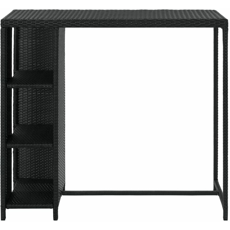 Prolenta Premium - inlife Table de bar avec rangement Noir 120x60x110 cm Résine tressée