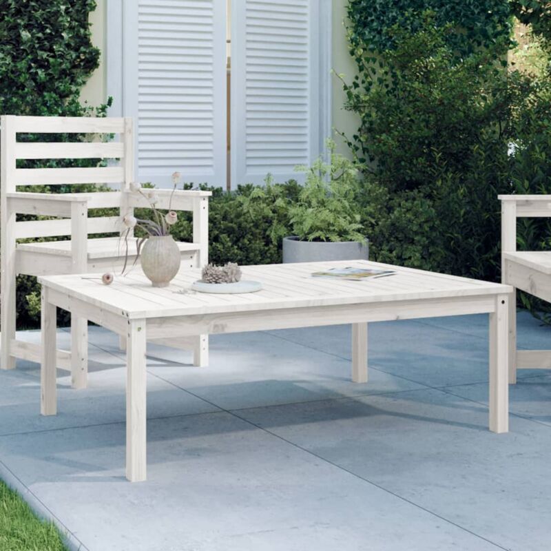 Prolenta Premium - Furniture Limited - Table de jardin blanc 121x82,5x45 cm bois mas