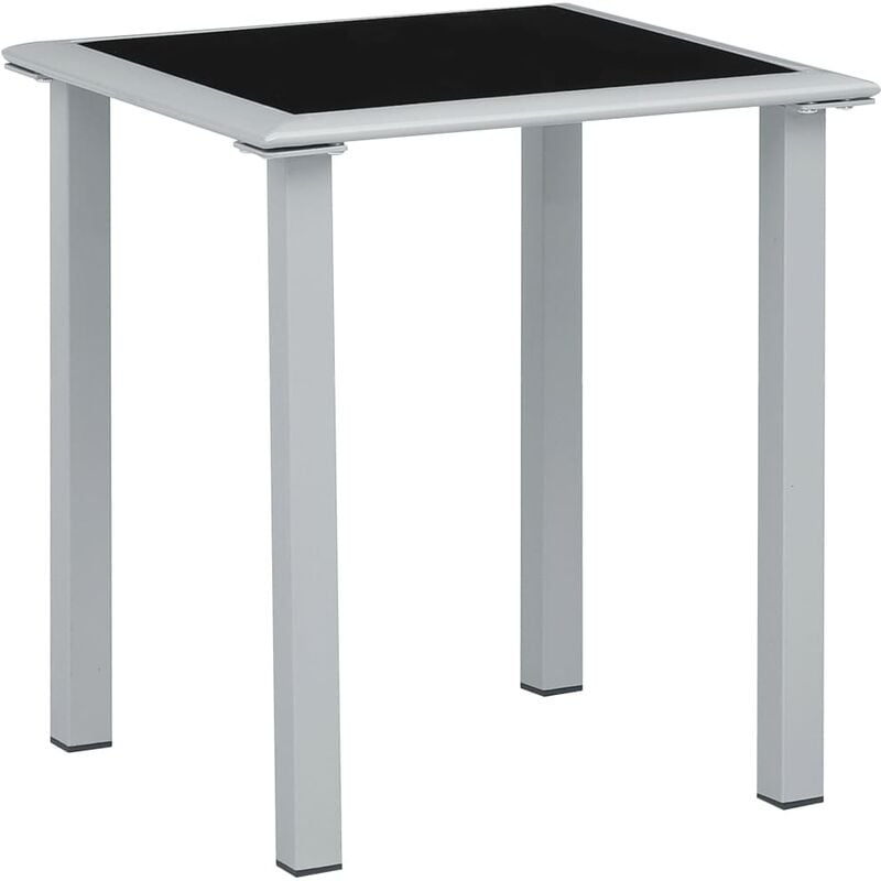 Prolenta Premium - inlife Table de jardin Noir et argenté 41x41x45 cm Acier et verre
