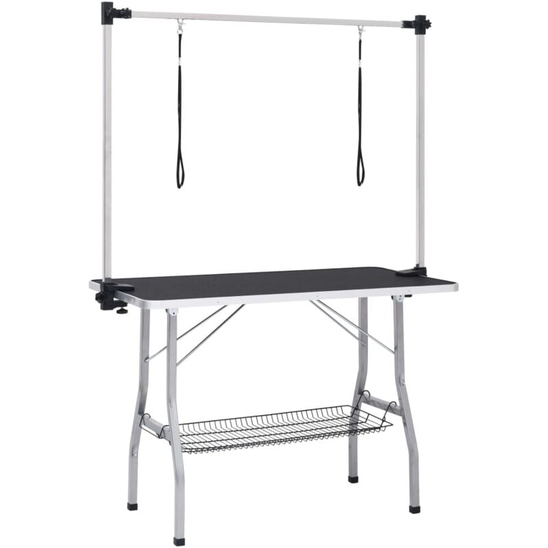 Inlife Table de toilettage réglable de chiens avec 2 boucles et panier