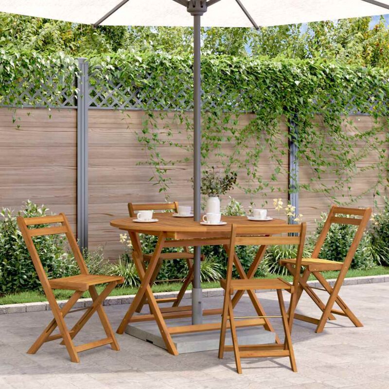 Prolenta Premium - inlife Table pliable de jardin 110 cm Bois d'acacia massif - Brun