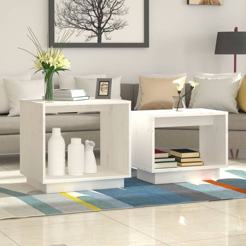 Prolenta Premium - Furniture Limited - Tables basses gigognes 2 pcs Blanc Bois de