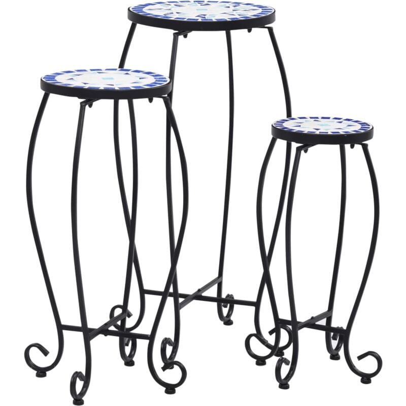 Furniture Limited - Tables mosaïque 3 pcs Bleu et blanc Céramique