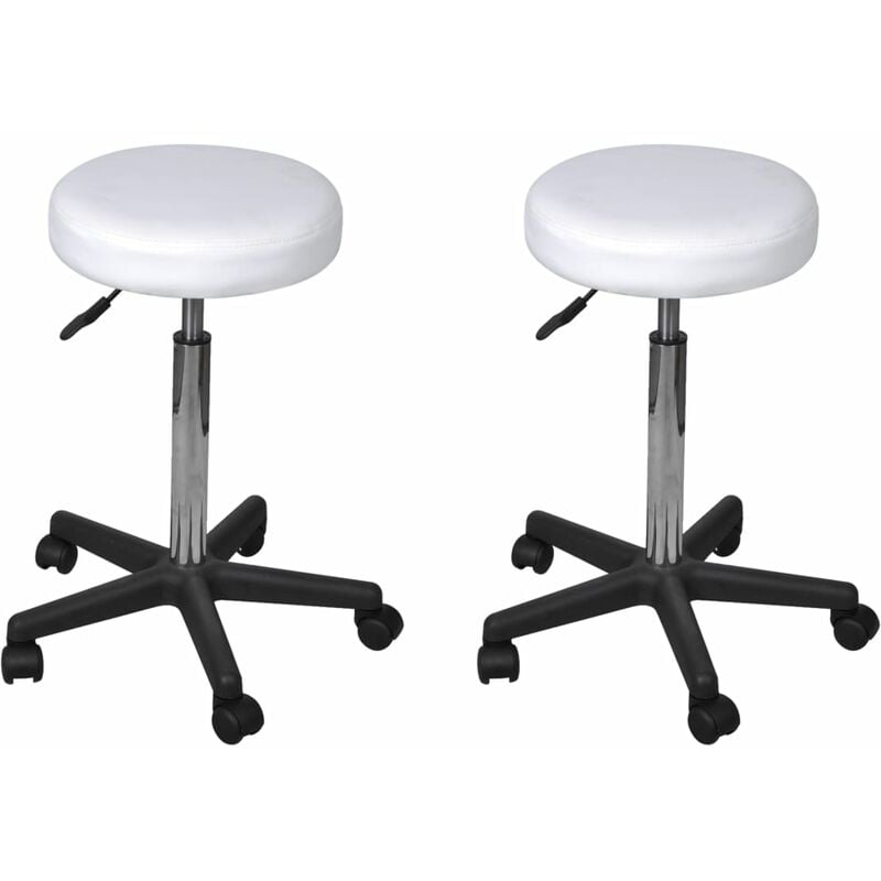 Prolenta Premium - Tabouret de bureau définit 2 pcs en écot-pain avec roues avec du gaz soulevant différentes couleurs Couleur : blanche