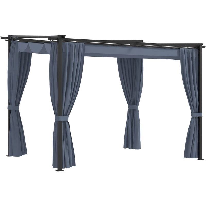 Inlife Tonnelle avec rideaux 3x3 m Anthracite Acier