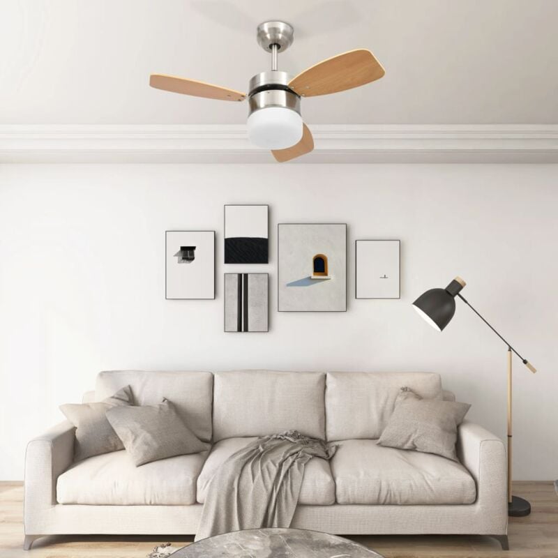 Image of Prolenta Premium - Maison du'Monde - Ventilatore Soffitto Luce e Telecomando 76 cm - Bruin