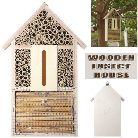 Maison en bois pour abeilles, abri de jardin naturel suspendu, nid d&39insectes papillon, bote, fournitures pour apiculture