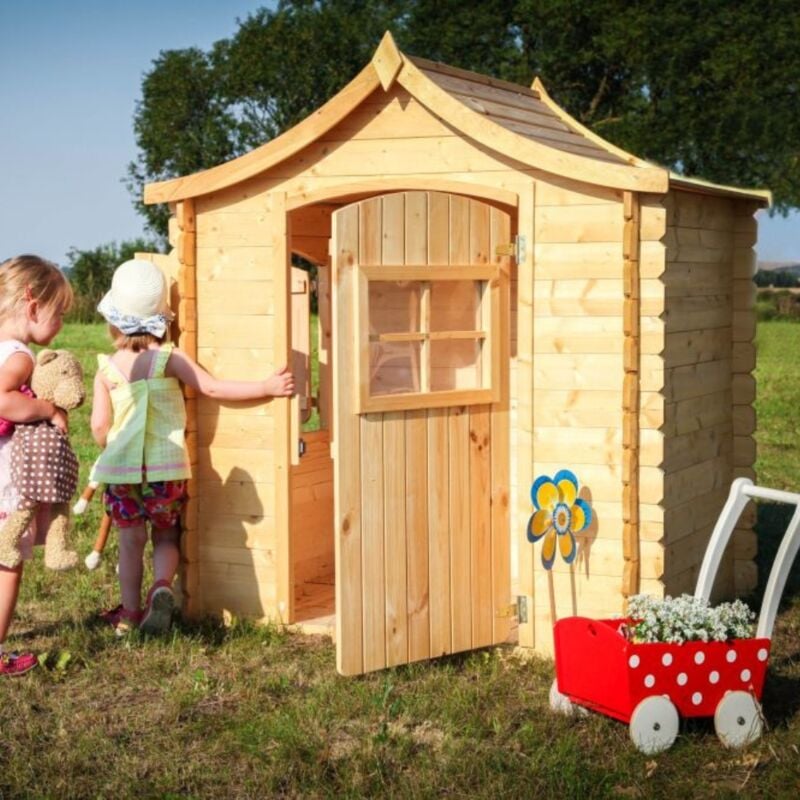 Maison en bois pour enfants avec plancher - Maison de jeux pour l'extérieur 112x146xH152cm/1.1m2 - maison jardin enfant exterieur bois - Maison d'été