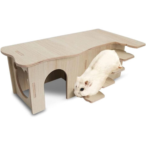 Maison en bois pour hamster, maison à plusieurs chambres, aire de jeux, maison pour hamsters nains, gerbilles, octodons,