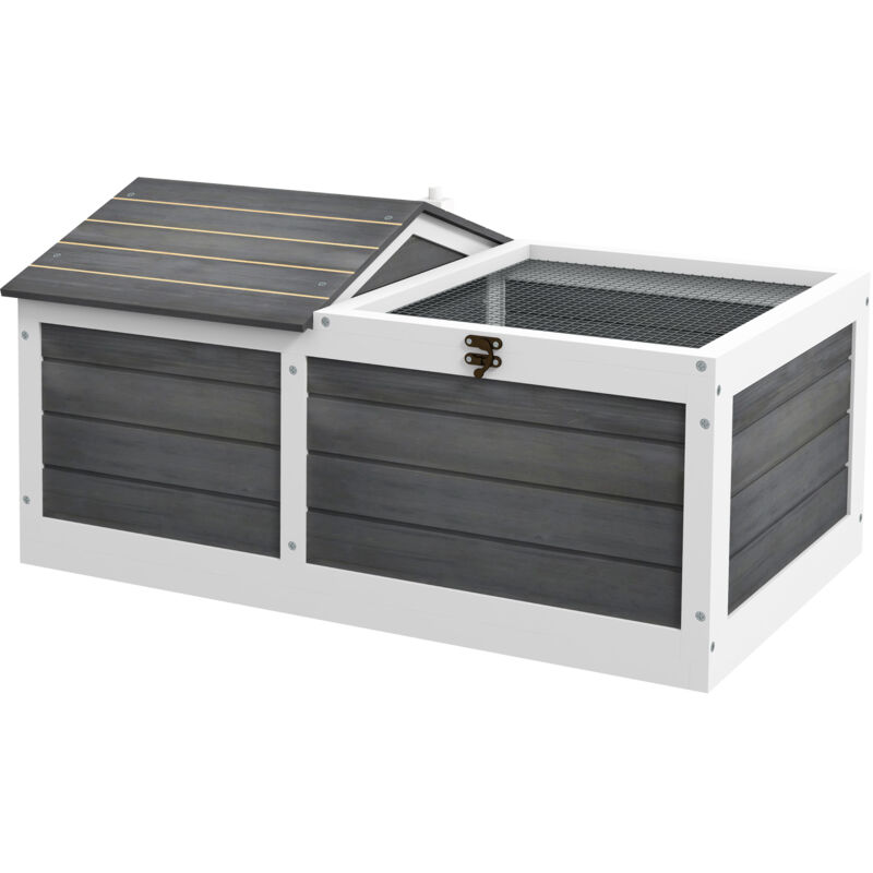 Maison en bois pour tortues, abri pour petits reptiles, avec cachette et enclos - Gris