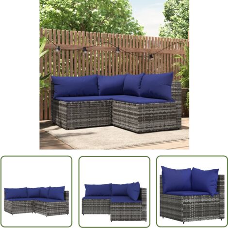 Maison Exclusive 3-tlg. Garten-Lounge-Set mit Kissen Grau Poly