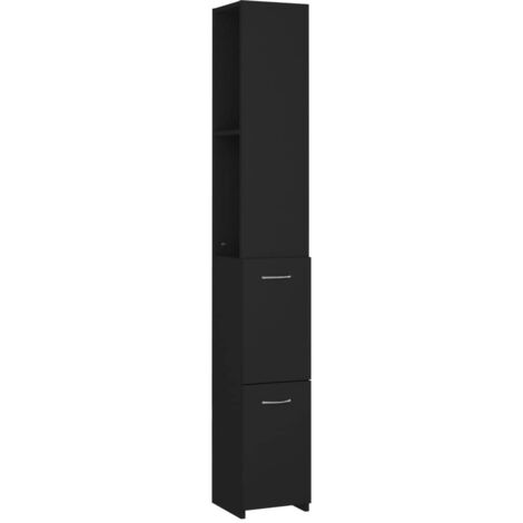 Maison Exclusive - Armoire de salle de bain noir 25x26,5x170 cm bois d'ingénierie