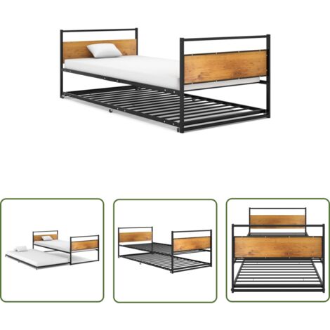 Maison Exclusive Ausziehbett Schwarz Metall 90x200 cm