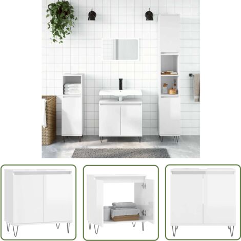 Maison Exclusive Badschrank Hochglanz-Weiß 58x33x60 cm