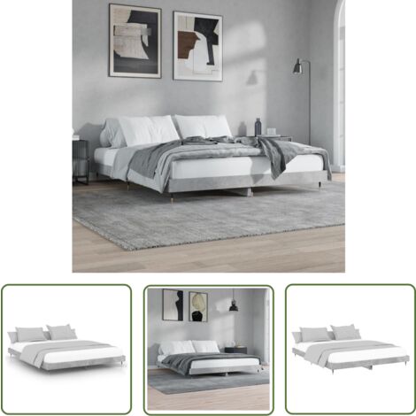 Maison Exclusive Bettgestell Betongrau 200x200 cm Holzwerkstoff