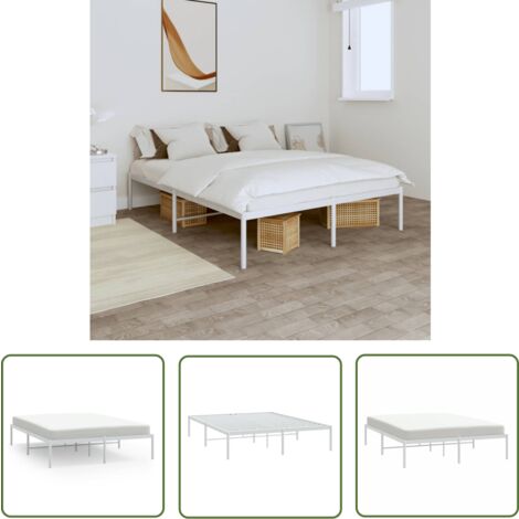 Maison Exclusive Bettgestell Metall Weiß 140x200 cm