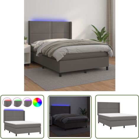 Maison Exclusive Boxspringbett mit Matratze & LED Grau 140x200 cm