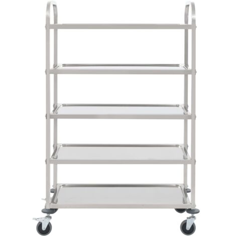 Il Numero 1 Del Risparmio-CARRELLO DA CUCINA SALVASPAZIO A 5 LIVELLI Con Cestini A Rete In Acciaio 45x265x106cm Bianco