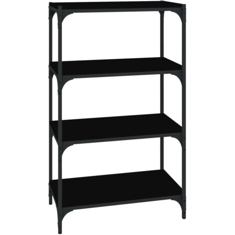 Maison Exclusive - Estantería madera contrachapada y acero negro