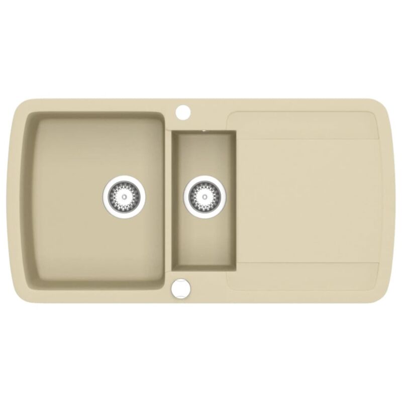 Maison Exclusive - Évier de cuisine Granit Double lavabo Beige