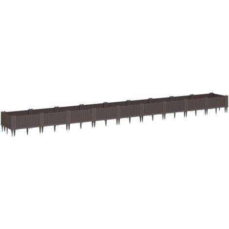 Maison Exclusive - Jardinera con clavijas PP marrón 362,5x42,5x28,5 cm