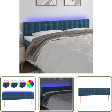 Maison Exclusive LED Kopfteil Dunkelblau 200x5x78/88 cm Samt