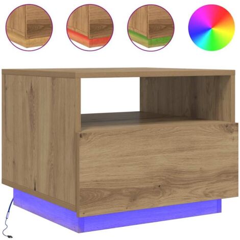 Maison Exclusive - Mesa de centro con luces LED roble artesanal 50x49x40 cm