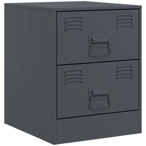 Maison Exclusive - Mesita de noche acero gris antracita 34,5x39x44 cm