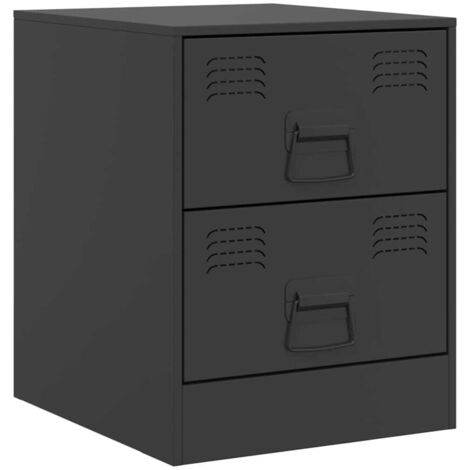 Maison Exclusive - Mesita de noche acero negra 34,5x39x44 cm