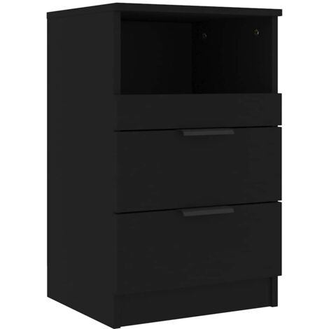 Maison Exclusive - Mesita de noche madera contrachapada color neg