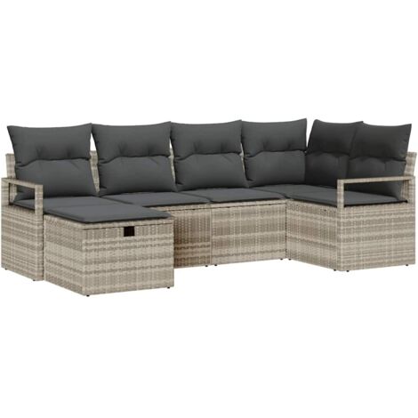 Maison Exclusive - Set di divani con cuscino 6 pcs Grigio chiaro polyrattan