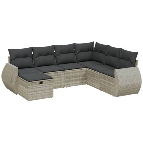 Maison Exclusive - Set Divani da Giardino 7pz con Cuscini Grigio Chiaro Polyrattan