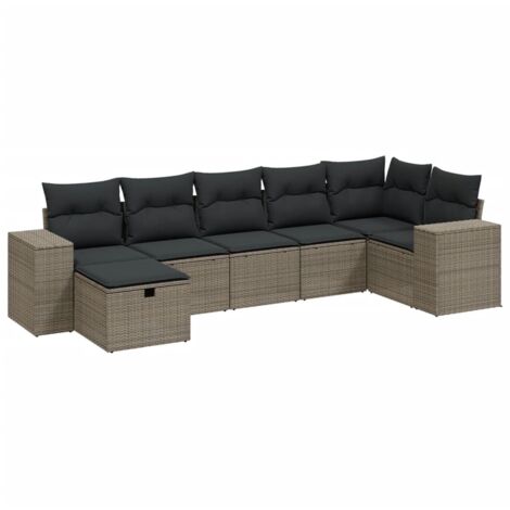 Maison Exclusive - Set Divani da Giardino 7pz con Cuscini Grigio Chiaro Polyrattan