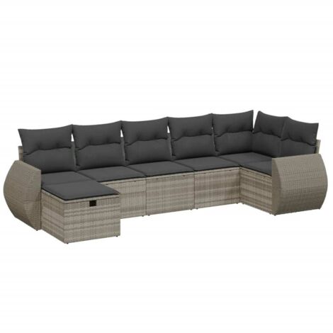 Maison Exclusive - Set Divani da Giardino 7pz con Cuscini Grigio Chiaro Polyrattan